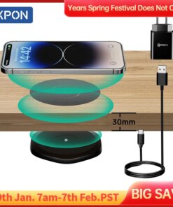 KPON Invisible Wireless Charger 30mm Under Table QI Charger Furniture Desk Wireless Charging Station for iPhone 16/15/14/13/12/8